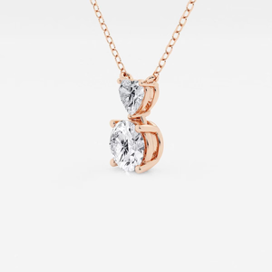 Colgante de Corazón y Redondo 1 1/3 Ctw Toi Et Moi, Elegante Joyería Brillante con Diamantes Cultivados en Laboratorio, Regalo para Mujer - Product Image 3