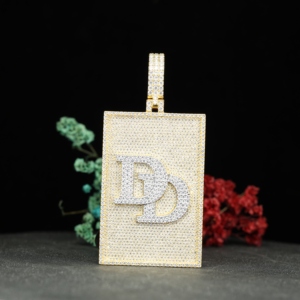 Custom Rectangle Shape Charm Pendant Iced Yellow Gold Plated Hip Hop Moissanite Necklace for Certified Personalized Jewelry <b>Gift</b> - Product Image 2