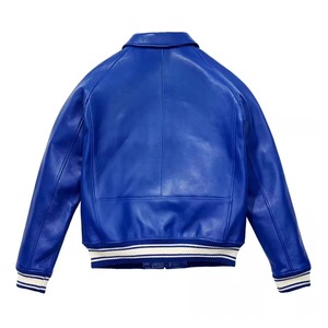 Chaqueta Bomber Azul de PU para Hombre, Cuello Camisero, Cierre de Cremallera, Estilo Casual, Ropa de Otoño - Product Image 2
