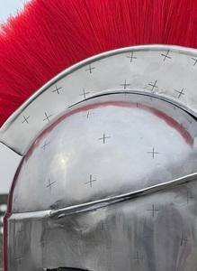 Casque Spartan Grec Médiéval en Métal Argenté avec Plume Rouge – Coiffe de Guerrier Classique pour Costume - Product Image 5