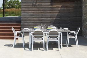 Plastic <b>Chair</b> with Wood Grain Pattern and Comfortable Armrests for Indoor <b>Outdoor</b> Commercial Furniture Use - Product Image 6
