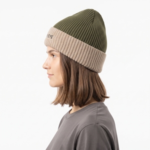 Hawk Eye Embroidered <b>Beanie</b> Unisex Knit Cap Olive <b>Green</b> And Beige Casual Winter Hat 56-58CM - Product Image 2