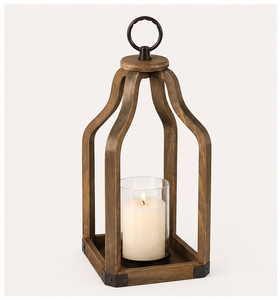 Handcrafted Rustic Wood <b>Lantern</b> <b>Candle</b> Holder Farmhouse Decorative Wooden <b>Lantern</b> Indoor Outdoor Porch Decor - Product Image 1