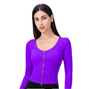 เสื้อโยคะแขนยาวสำหรับผู้หญิง ซิปด้านหน้า ระบายอากาศ แห้งเร็ว ผ้า SMART FABRIC เป็นมิตรกับสิ่งแวดล้อม ทรงปกติ แขนยาวเต็มตัว - Product Image 5
