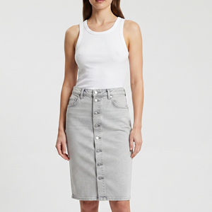 Manufacture Knee Length Denim Skirts Women <b>Button</b> Down Jeans Fashion Skirts Women's Casual Fashion Style Denim Jeans Skirt - Product Image 3