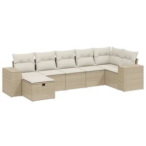 Set di Divani Modulari da Giardino in Polyrattan Beige e Acciaio per Spazi Esterni - Product Image 2