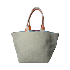 Custom Pattern Handloom Fabric Canvas Tote Bag Women New Beach Fashion Leisure Cotton Rope Shoulder Bag Large Capacity Flat Shop - Product Image 2