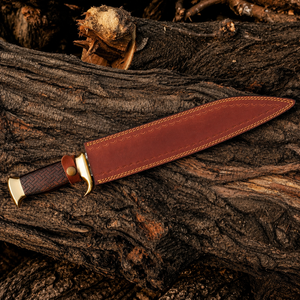 Couteau Viking Seax sur mesure OEM, lame fixe en acier au carbone, couteau de chasse et de survie avec étui en cuir, fabricant en gros - Product Image 5