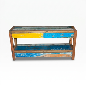 Rustic Teak Wooden <b>Console</b> <b>Table</b> 4 Drawers Handmade Antique Eco-Friendly Villa Entryway Living Room Apartment Hotel Home - Product Image 1