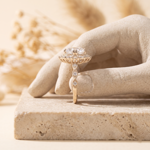 Anillo de Compromiso de Lujo al por Mayor, Estilo Vintage, Oro de 14K, Corte Ovalado, Halo, Certificado IGI, para Bodas y Fiestas, Joyería Fina Personalizada OEM ODM - Product Image 3