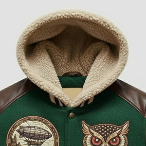 Best Clothing Manufacturers Varsity Hooded Jacket In Low MOQ Chenille Embroidery Streetwear Letterman Varsity Jacket For <b>Men</b> - Product Image 3