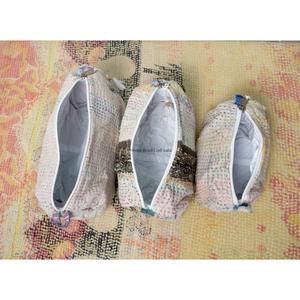 Wholesale Cotton kantha Tassel Zipper Pouch 3-Piece Vintage Large Eco-Friendly Portable Women's Cosmetic Organizer Bag Set - Product Image 4