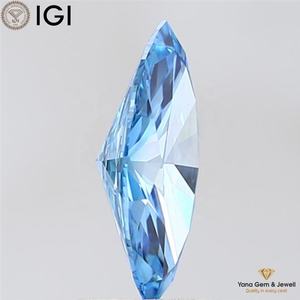 เพชรทรงมาร์คีส์ 1.50 กะรัต สีฟ้าสดใสแฟนซี ความสะอาดระดับ VS2 ผลิตด้วยวิธี CVD ได้รับการรับรองจาก IGI เหมาะสำหรับทำแหวนตามสั่ง - Product Image 3