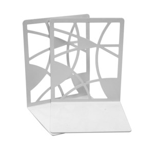 Premium Metal Bookends with Modern Cut Design for Office Desk <b>Bookshelf</b> and Home Organization - Product Image 4