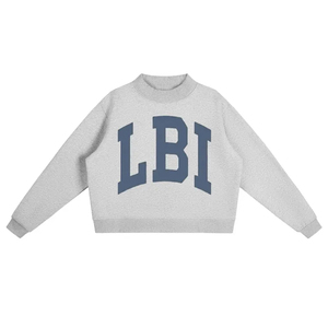 Maßgefertigter Schwergewichtiger Streetwear-Pullover für Damen Übergroßer LBI Varsity Grafik-Print Pullover mit Off-White-Schriftzug für Herbst und Winter - Product Image 4