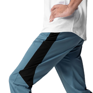 Pantalones de hombre azules con cintura elástica, cordón lateral con rayas, estilo casual, transpirables, de spandex y poliéster, para otoño. - Product Image 4