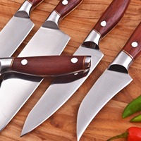 Koksmessenset RVS Lemmet Houten Handvat 8-9.9 inch Rechtshandig Traditionele Stijl Hoogglans Afwerking Duurzame Keukenmessen
