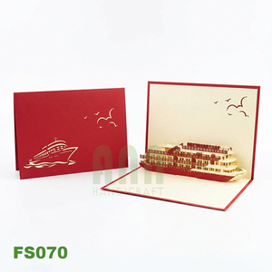 ANN HANDICRAFT FS070 Custom <b>Handmade</b> 3D Pop-up Greeting Cards 'Friendship' Tourist Boat Thank You Gift <b>Paper</b> Die Cutting Printed - Product Image 1