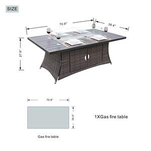 PE Rattan and Aluminium <b>Patio</b> Dining Fire Pit <b>Table</b> Elegant Outdoor <b>Tables</b> <b>Only</b> - Product Image 6