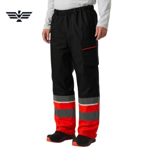 Pantalon de travail haute visibilité imperméable en polyester, avec détection par aiguille, sérigraphié, réfléchissant, de sécurité, élastique - Product Image 1