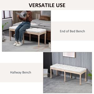 Panca per Camera da Letto in Stile Francese, Bianco Crema con Gambe in Legno Massello, Arredo Classico Rustico per Fondo Letto - Product Image 6