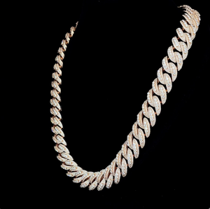 Nueva Cadena Cubana Hip Hop de 22 Pulgadas, 16mm, CVD HPHT, con Incrustaciones de Diamantes, Chapada en Oro Rosa S925, con Eslabones en Relieve, para Hombre - Product Image 3