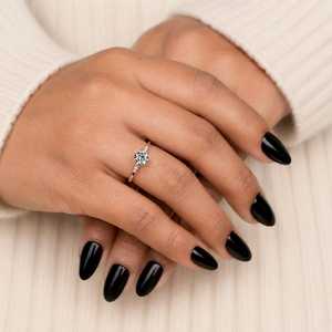 Bague Minimaliste en Or Massif 14K avec Grappe de Diamants Ronds de 0,61 Carat, Cultivés en Laboratoire, Bijou Fin pour Demande en Mariage ou Mariage, pour la Mariée - Product Image 5