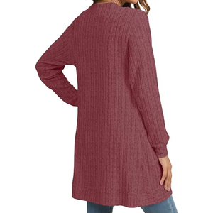 Cárdigan clásico vintage para mujer, con cinturón, manga larga, abierto por delante, informal, ligero, de punto suelto, con bolsillos. - Product Image 2