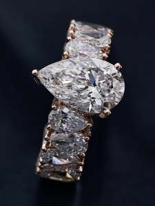 New Design Pass Diamond Tester Solid 925 Sterling Silver VVS Moissanite 6ct Pear Cut Engagement Band Ring Iced Wedding <b>Gift</b> for - Product Image 3