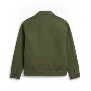 Veste de travail en toile vert olive pour homme avec fermeture éclair et poches plaquées - Product Image 3