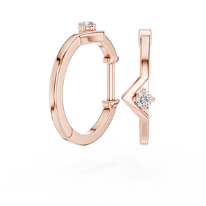 Pendiente de aro minimalista con un solo diamante cultivado en laboratorio en oro de 14K/18K – Joyería fina geométrica y delicada - Product Image 1