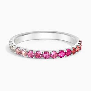 Ombre Pink Sapphire Eternity <b>Ring</b> Round Cut Gradient Band <b>Dainty</b> Stackable Wedding Band Colorful Gemstone <b>Ring</b> Keywords (340 - Product Image 1