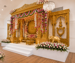 Modern Tamil Wedding Mandap Setup Side <b>Panels</b> Luxury Hindu Wedding Decor Custom Lightweight <b>Fiberglass</b> Event Decor Manufacturer - Product Image 3