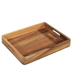 Plateau de service rectangulaire en bois, design classique, finition polie, durable pour aliments, boissons, fruits, collations, mariage, artisanat - Product Image 4