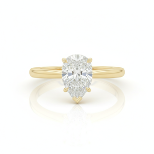 Bague solitaire moderne ANIVA pour femme en or jaune 14 carats, diamant de laboratoire taille poire 1-5 carats, couleur F, pureté VS2, certifié IGI, sertissage à griffes - Product Image 3