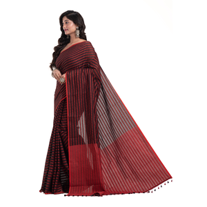 Nouvelle collection de saris en soie/coton tissés à la main, légers et écologiques, gris et noir, motif Buti, design élégant pour les mariages féminins - Product Image 2