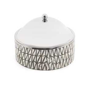 Olla moderna de acero inoxidable con base de madera, recipiente redondo para alimentos con tapa de cúpula, juego de platos para servir para el hogar, hotel y catering. - Product Image 2