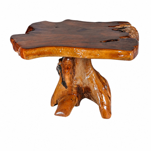 Solid Teak Root Dhifa Pedestal <b>Coffee</b> <b>Table</b> <b>Rustic</b> Organic Design Premium Quality Single Center Base Living Room Accent - Product Image 1