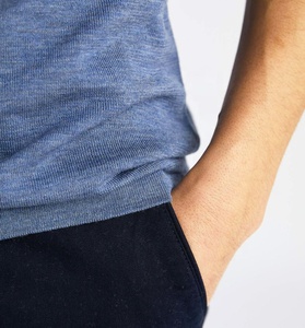 Người Đàn Ông Của 100% Merino Len Ngắn Tay Áo Cho Polo T-Shirt Thêu Logo Dệt Kim Đồng Bằng Thiết Kế - Product Image 4