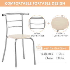 Juego de Mesa de Desayuno y Dos Sillas de PVC Natural para Comedor - Product Image 5