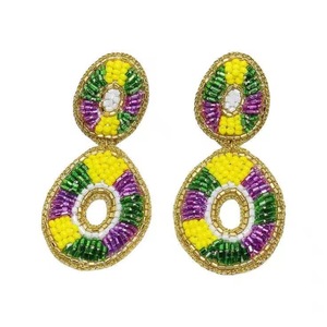 Pendientes de béisbol hechos a mano con cuentas de flores, coloridos, llamativos, de cuentas de semillas, tamaño personalizado, para mujer y niña, venta al por mayor. - Product Image 3