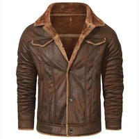 Veste d'hiver en gros pour homme, style western décontracté, en daim marron vieilli avec doublure en fausse fourrure et fermeture boutonnée, manteau chaud
