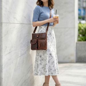 Bolso Mensajero de Cuero Marrón Desgastado – Bolso Cruzado Italiano, Diseño Versátil - Product Image 5