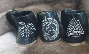 Mug à boire en corne de buffle naturelle, motif loup sculpté, objet de collection artistique, thème animal, durable, fait main - Product Image 5