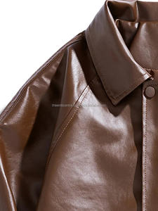 แจ็กเก็ตหนังนิ่มสำหรับผู้ชายเสื้อผ้าแฟชั่นเสื้อแจ็คเก็ตหนังแขนยาวแบบใหม่ล่าสุดแบบปรับได้ - Product Image 3