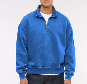 Sudadera con Cierre de Cremallera de un Cuarto con Lavado Ácido de Marca Privada, Fabricación Personalizada de Sudaderas de Forro Polar - Product Image 4