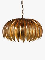 Lustre en forme de cloche en laiton avec feuilles d'or, LED E26 2700K blanc chaud, pour salon