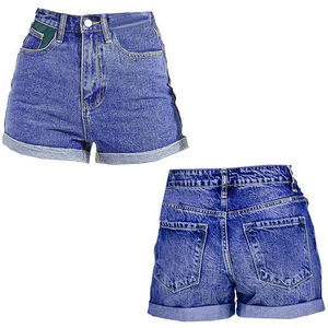 2026 Mid-<b>Waist</b> Cotton Dark <b>Denim</b> Wash <b>Shorts</b> Women Hip Hop Style Women Jeans <b>High</b> <b>Waist</b> Straight <b>Black</b> OEM Service Custom Logo - Product Image 2