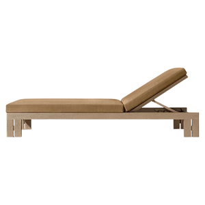 Chaise longue minimaliste moderne en teck massif, cadre ouvert, dossier réglable, pour extérieur, piscine, hôtel, villa, mobilier de resort - Product Image 3