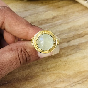 Trendy wholesale Prehnite Brass <b>Ring</b> 18k Gold Plated <b>Statement</b> Bohemian Vintage <b>Ring</b> Handmade <b>Ring</b> For Women Solitaire <b>Ring</b> - Product Image 3